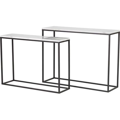 Set mit 2 Metall-Marmor-Konsolen 100X30X75 91X26X66Cm (1/5)