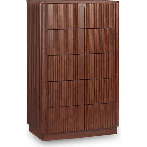 Teamson Home 5-Drawer Chest of Drawers with Push-Open Design, Recessed Channel Detail and Bedroom Storage, Walnut Finish (1/5)