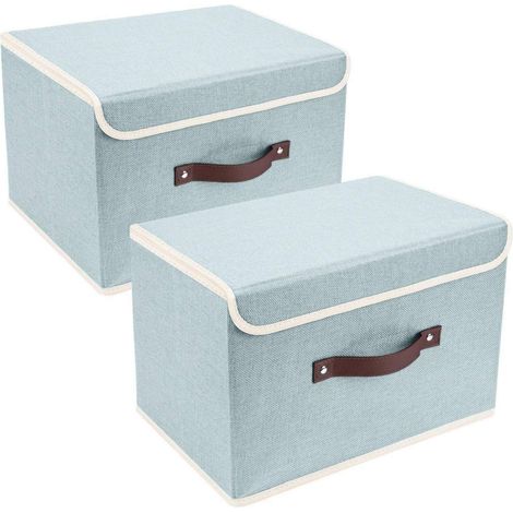 Faltbare Aufbewahrungsbox mit Deckel, 2er-Set, 38x25x25 cm, Aqua Spring (1/5)