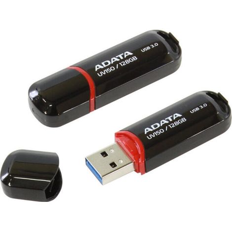 Memoria USB Adata UV150 con capacidad de 128 GB e interfaz USB 3.0 - Color negro