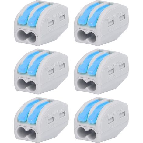 Connecteur de fil électrique 2 ports, lot de 50 pièces, levier de jonction rapide, kit de câblage bleu (1/5)