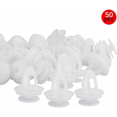 50 Stück Kunststoff-Befestigungsclips, universelle Türverkleidungsclips, Türverkleidungsclips, Kunststoffclips, Leisten und Zierleisten, weiße Fahrzeugclips für Autotüren (1/5)