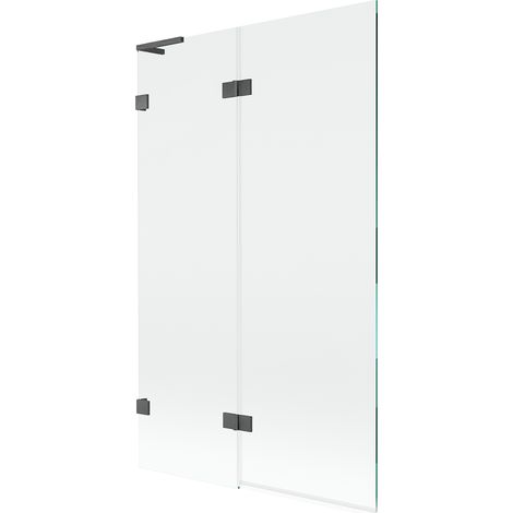 Mexen Lunar L paravento da vasca a 2 ante sinistro 110 x 150 cm, trasparente, grigio canna di fucile spazzolato (1/5)
