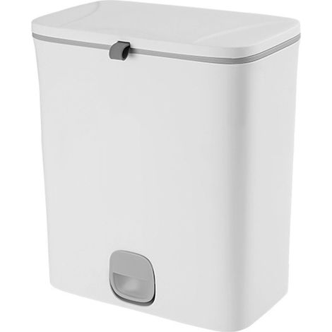 Poubelle suspendue 10L en PP avec couvercle coulissant, fixation murale pour cuisine, sous évier et salle de bain, 1 pièce (1/4)