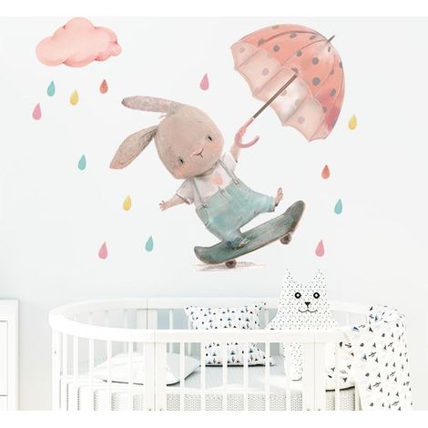 Adesivi murali a forma di coniglietto per la cameretta dei bambini.