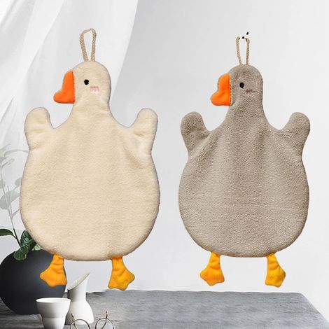 Ein hübsches Hängehandtuch mit Gänsemotiv, ideal für Zuhause, Küche oder Bad. Saugfähig und fusselfrei, auch für Kinder geeignet. Design: Graue Gans. (1/5)