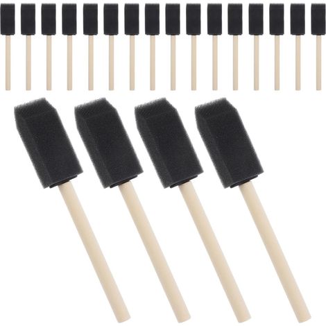 30 Pièces Pinceau Mousse Noir avec Manche en Bois pour Garçon et Filles Design Confortable et Réutilisable, pour Vernis et Loisirs Créatifs Maison (1/5)