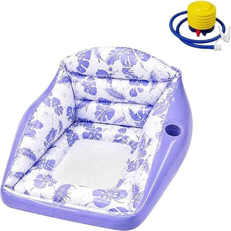 Fauteuil gonflable respirant et durable pour adultes, équipé d'un porte-gobelet convient aux piscines, plages, lacs, rivières et activités estivales en plein air – vert, pompe à air incluse. (1/5)