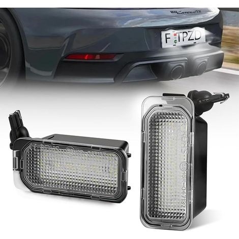 2pcs LED Éclairage Plaque d'immatriculation Compatible for Ford Fiesta, Focus, C-Max, S-Max, Jaguar XJ, XF, Galaxy 12-30V 18SMD 6500K Lumière Blanche, Sans Erreur CAN (1/5)