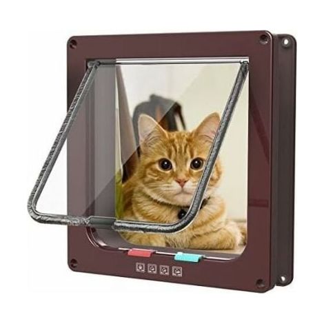Brown Cat Flap with 4 Way Magnetic, Pet Door for Cats and Small Dogs, Cat Door with Tunnel,XL (1/5)