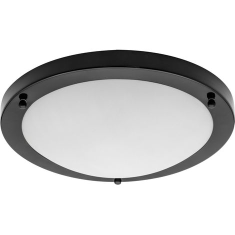 Litecraft Mari Ceiling Light Bathroom Flush Large 28W IP44 Fitting - Satin Black (1/5)