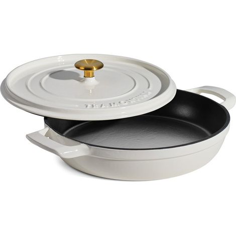 Cazuela baja con tapa de hierro fundido esmaltado, latte, 30 cm/3.8 l