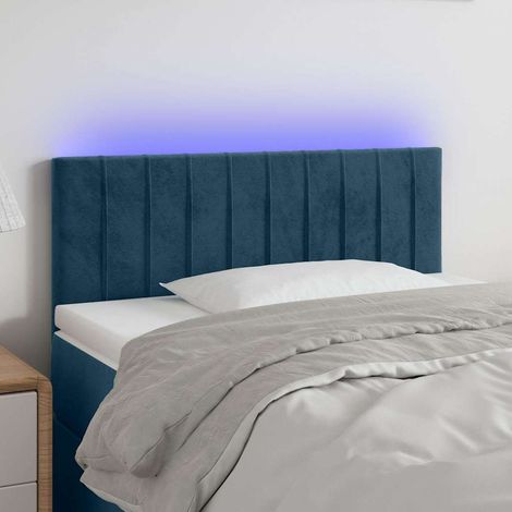 Tête de lit LED bleu foncé en velours réglable avec bande LED 100 x 5 x 78/88 cm, 6.18kg - PANGIVO (1/5)