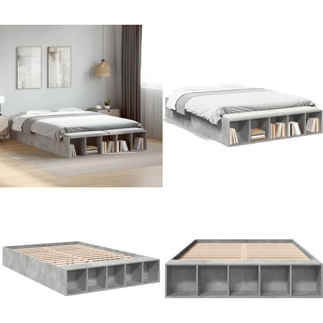 Estructura de cama madera de ingeniería gris hormigón 120x190cm - Estructura de cama - Cama de ingeniería
