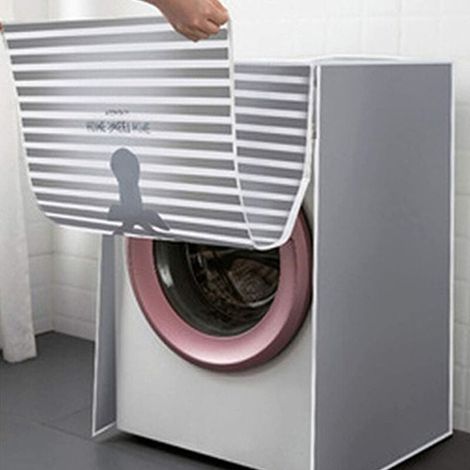 Housse pour machine à laver, sac de rangement épais en PEVA pour machine à laver à chargement frontal, housse décorative imperméable et anti-poussière, fermeture éclair.-AquaForge (1/5)