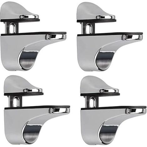 Support D'étagère en Verre Réglable, 4 Pcs Support D'étagère en Verre, Pince en Verre à Fixation Murale, Support pour Étagères en Verre, pour Tablette Verre (1/4)