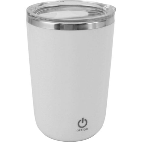 Tasse chauffante USB 350ml avec mélangeur intégré, anti-éclaboussures, couleur blanc (1/4)