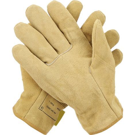 Gants de soudure professionnels en cuir de vachette jaune, protection robuste pour travaux industriels et manutention (Taille XL) (1/5)