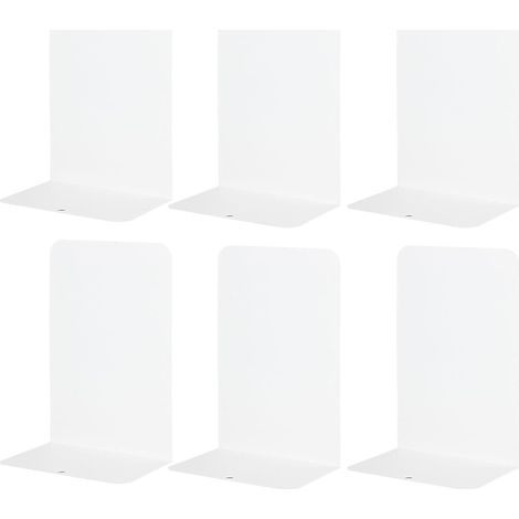 Serre-Livres - Fer Métallique Blanc - 20 x 9 x 14 cm - Antidérapant avec Coussinets en Mousse - Bords Arrondis - Lot de 6 (1/5)