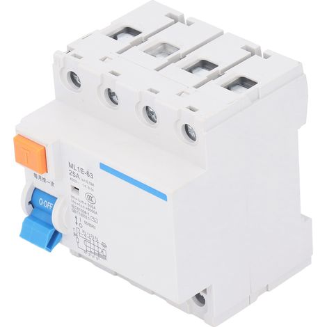 Disjoncteur différentiel 3P+N 25A 400V, protection surintensité et fuite de courant, interrupteur automatique modulaire, disjoncteur de branchement, 1 module. (1/5)