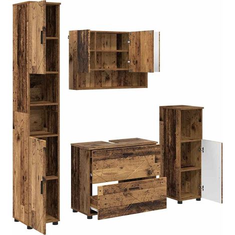 Maison Exclusive - Badezimmermöbel-Set 4 stk. Altholz 35 x 30 x 1 (1/5)