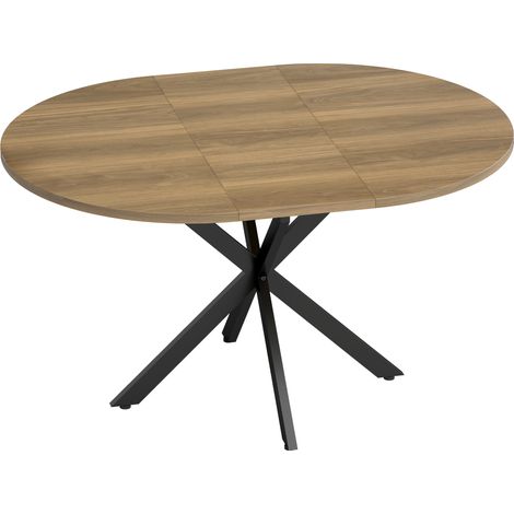Table à manger extensible ovale pour 4 à 6 personnes - 100-135 cm, effet bois marron - Table de cuisine avec rallonge - Pour salle à manger, famille - Design moderne et pratique (1/5)