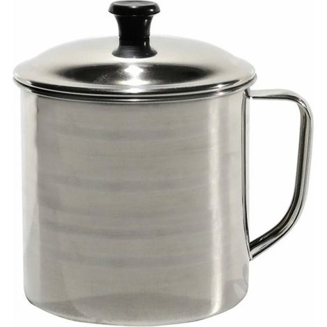 TRADE SHOP - Bollilatte In Acciaio Inox H17xø11cm Con Coperchio Capacità Pentolino 850 Ml Fondo Spesso -
