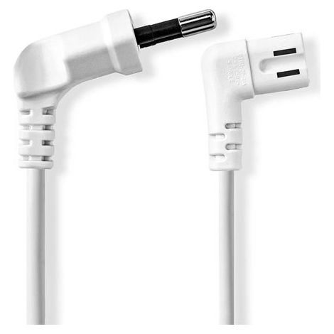 Câble d'alimentation 3.00 m / Euro Male IEC-320-C7 Coudé Coudé à gauche Plaqué nickel Plat PVC Blanc En - NEDIS