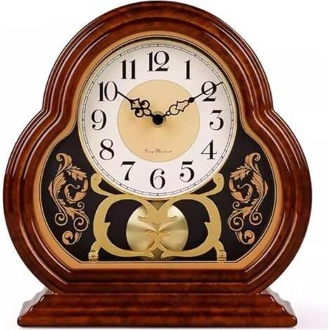 Bardusch-Horloge de cheminée en bois à piles avec mouvement silencieux – Design vintage pour salon, bureau, étagère, décoration de cheminée (1/5)