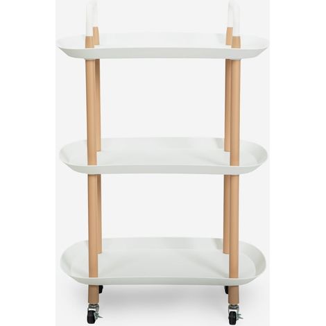 Servierwagen Küche Design mit Rädern 3 Ablagen Wala Plus - Weiß