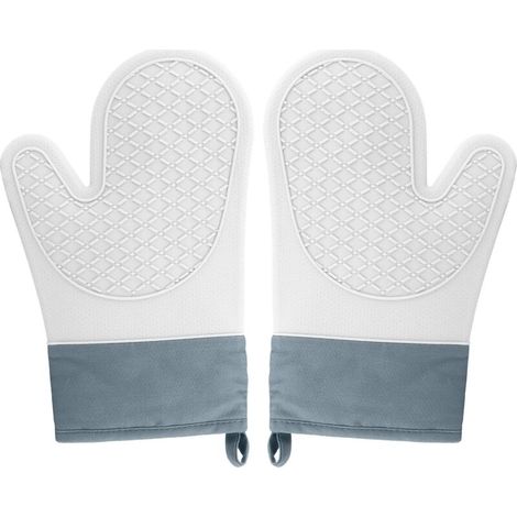 Bardusch-2 gants cuisine surface silicone antidérapante, intérieur coton, résistants chaleur, gris, four/cuisine (1/5)