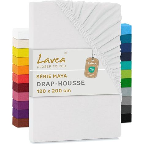 Drap-Housse 120x190/200 cm – Coton – Matelas Épais – 20 cm – Jersey – Élastique – Blanc