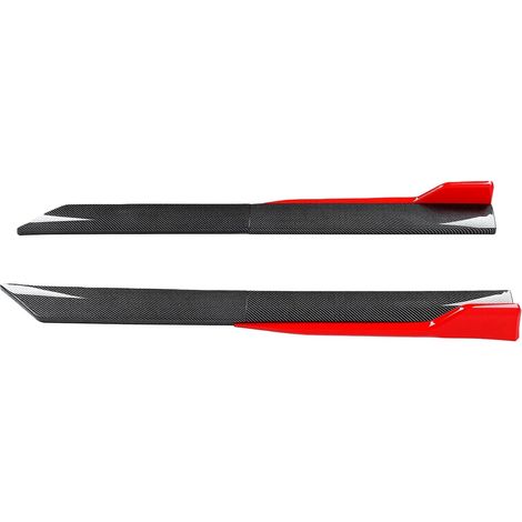 Universal Wrap-Around Rear Corner Protectors for Cars, Combined Side Spoiler Kit, Carbon Fiber Texture, 105 cm, 6 Pieces, with Red Accent (1/5)