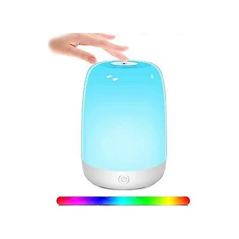 Nachttischlampe mit USB-Ladefunktion, Touch-Tischleuchte, 6 umschaltbare RGB-Farben, Touch-Beleuchtung und 3 Helligkeitsstufen