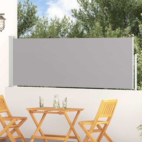 Store latéral rétractable pour terrasse et balcon polyester et fer Gris 100 x 300 cm - PANGIVO (1/5)