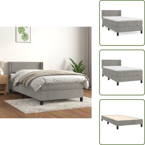 Boxspringbett mit Matratze Hellgrau 80x200 cm Samt - Samtbett - Boxspringbett - Doppelbett - Bettauflage - Matratze (1/5)