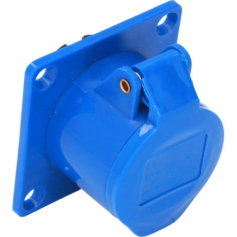 Prise industrielle encastrée à 3 broches, en laiton PC, bleue, conforme aux normes CEE, IP44, 220-250 V (1/5)