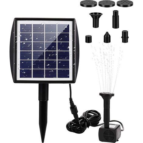 Kit de pompe solaire pour fontaine de 2.5 W avec embout de panneau pour baignoire, étang, jardin, piscine, aquarium MY10 (1/5)