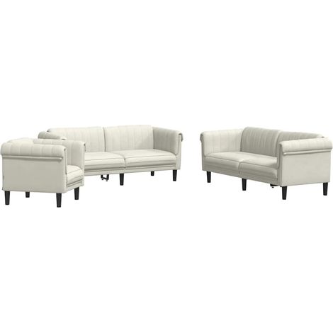 Maison Exclusive - Set di Divani 3 pz Crema in Velluto