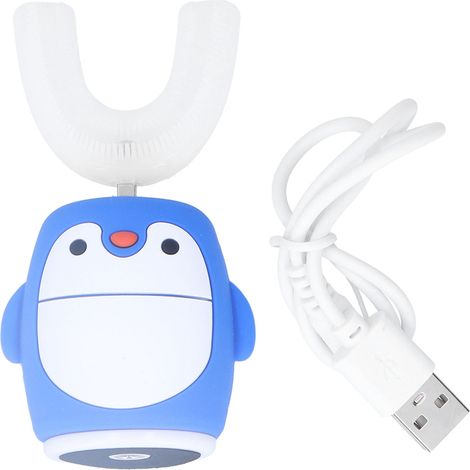 Brosse à Dents Électrique Enfants en Forme de U - Outil de Soin Dentaire Mignon Bleu (1/5)