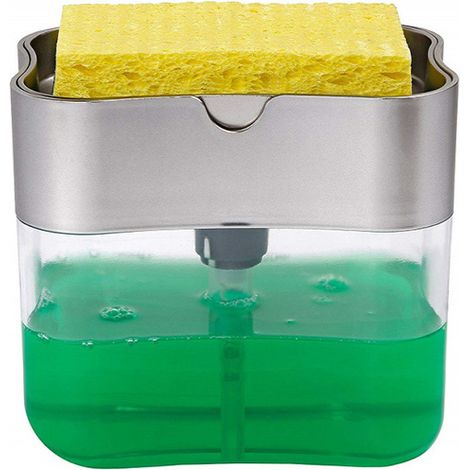 Dispensador de lavavajillas líquido con soporte para esponja (gris claro) (1/5)