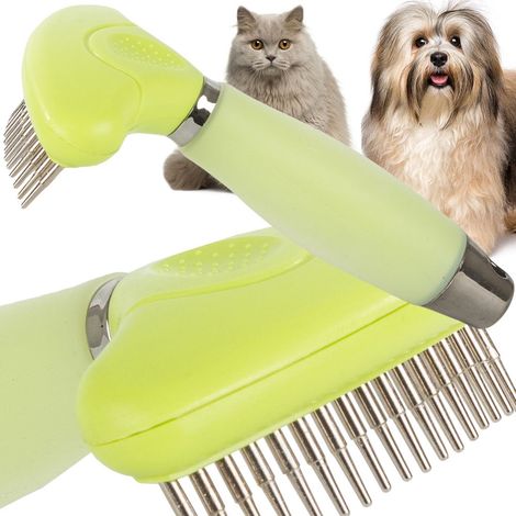 Brosse de soin pour sous-poil, peigne à 17 lames en acier inoxydable vert, 16 x 9 cm-AquaForge (1/5)