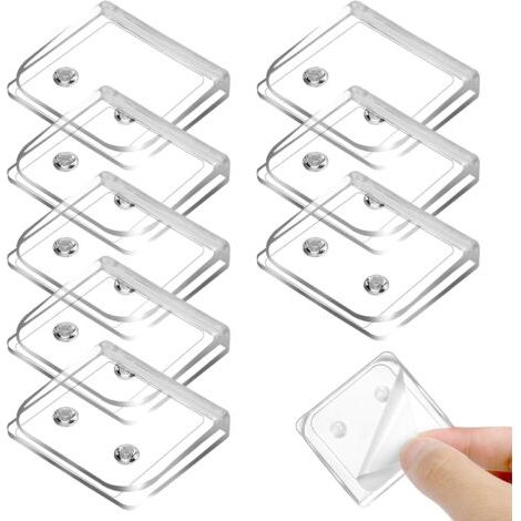 Lot de 8 clips de rideau de douche autocollants - Protection anti-éclaboussures - Transparent - Coupe-vent - Pour salle de bain (1/5)