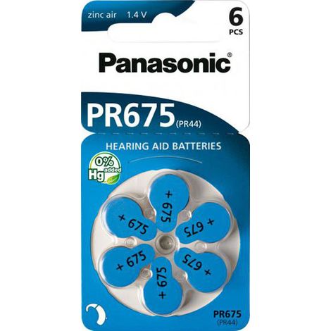 Piles pour appareils auditifs Panasonic PR 675 605 mAh 1,4 V