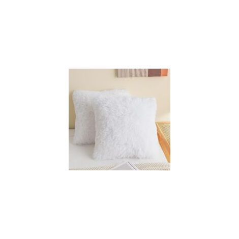 Lot de 2 Housse de coussin,housse de coussins de canapé, coussin décoratif housse moelleux doux, carré housse coussin canapé pour salon canapé chambre voiture,40 x 40 cm (blanc) (1/5)