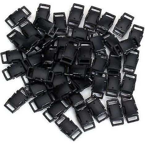 LYERCW - 50 boucles robustes à ouverture latérale en plastique dur pour sangles/colliers pour chiens/bracelets en paracorde (noir) (1/3)