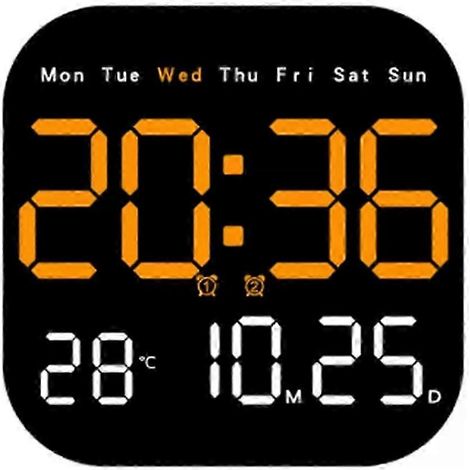 Horloge murale numérique avec affichage de la température, de la date et du jour de la semaine horloge de bureau électronique réveil mural à LED télécommande. (1/5)