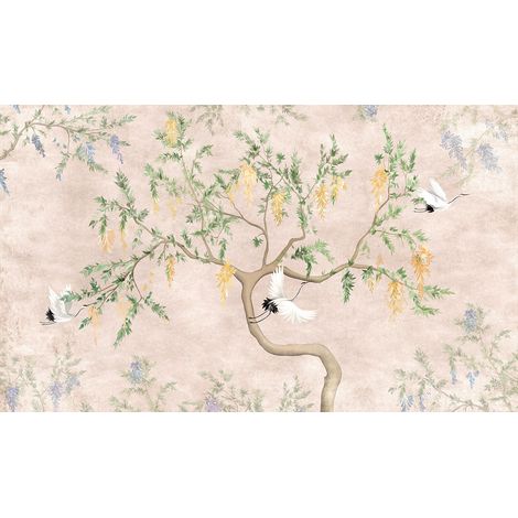 Papier peint panoramique - Arbre Oiseaux - 130 cm x 77 cm (1/2)