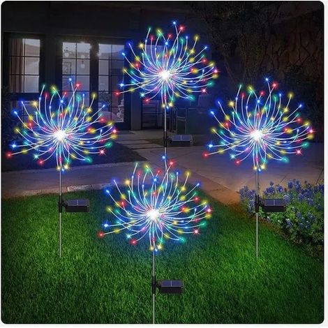 Lumière LED solaire en forme de feu d'artifice,pour extérieur,décoration de jardin,pelouse,fête de noël,mariage,4 pièces,automatique (1/5)