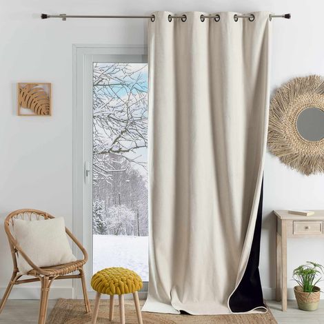 Rideau thermique phonique et semi occultant KONFOR Blanc cassé 250x260 cm (1/5)